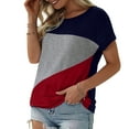 thumbnail image 2 of Langwyqu Womens Color Block Short Sleeve Tops Casual Summer T-Shirt, 2 of 3