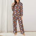 thumbnail image 2 of Hirioo Pumpkin And Flying Bat1 for Women's Pajama Sets 2 Piece Pjs Women's Long-Sleeved Pajama Set Button Down Sleepwear,S-XXL-X-Large, 2 of 7