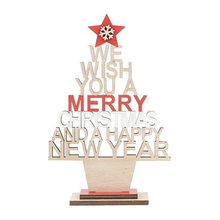 

Dandstore Sign Wooden Tree Hollow Tabletop Ornaments Decorations Christmas Christmas Tree Wooden Christmas with Star English Decoration & Hangs for Family Christmas Holiday Decoration