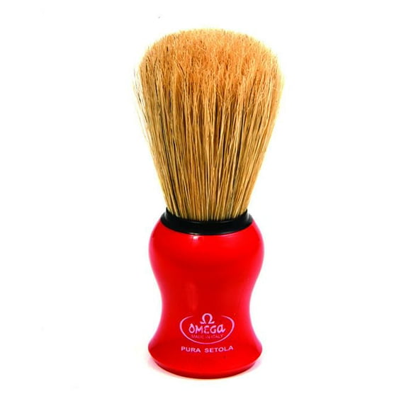 Omega Hog Bristle Shaving Brush, Red