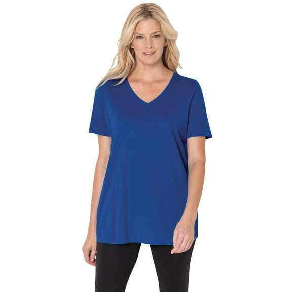 Woman Within Plus Size Perfect Short-Sleeve V-Neck Tee (Petite Available)