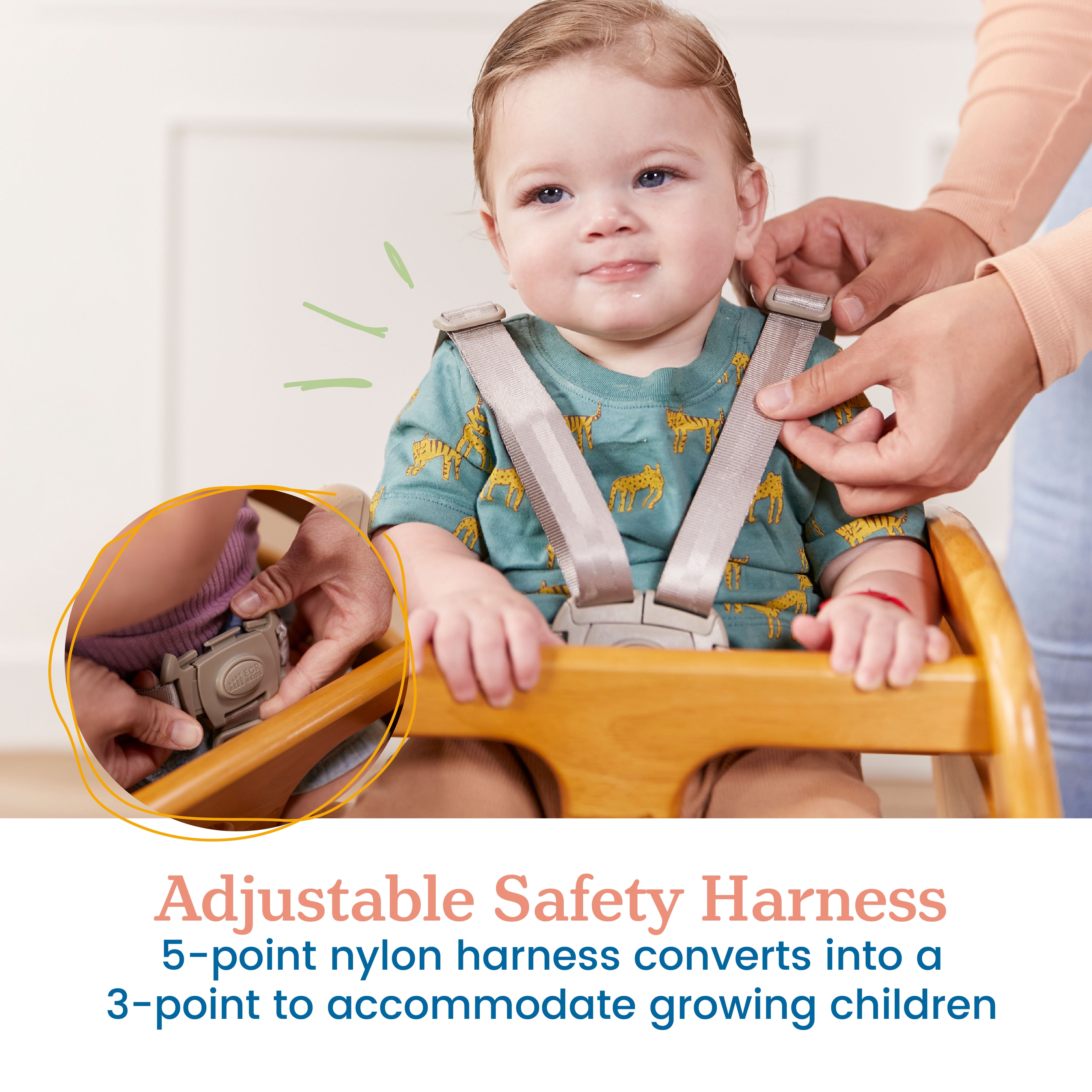 ECR4Kids ASATT Wooden Baby High Chair with Safety Strap, Childrens Furniture, Honey
