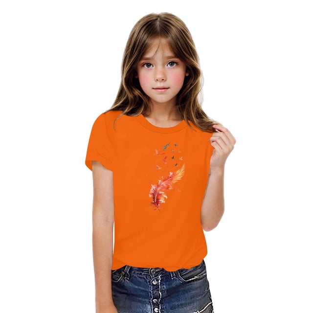 Rbaofujie T-Shirts Enfants Filles Garçons Manches Courtes Col Rond T-Shirts Décontractés Sport Chandail Tops