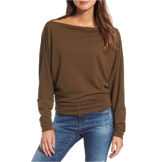Free People - Camiseta básica jaspeada para mujer, verde, pequeña Free People Camiseta básica