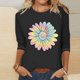 thumbnail image 2 of Camisetas Casuales de las Mujeres de Moda Impresa 3/4 Mangas Blusa Cuello Redondo para el Hogar Y Diario, 2 of 4