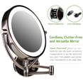 thumbnail image 5 of OVENTE 9.5" Lighted Wall Mount Makeup Mirror, Double-Sided LED,10X Magnifier, MLW45AB1X10X, 5 of 10