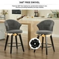 thumbnail image 4 of PORKISS Bar Stools Set of 2, Chenille Upholstered Swivel Counter Stools with Wide Backrest, Modern 360° Swivel Barstools for Bar, Kitchen Island, Dining Room, Dark Grey, 4 of 11