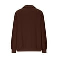 thumbnail image 5 of Sweatshirt For Women Brown Crewneck Sweatshirt Solid Color Daily Half Zip Long Sleeve Athletic Sweatshirt Hoodless Pullover For Casual Wear Fall Winter, 5 of 6