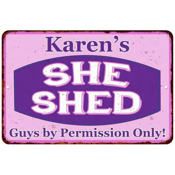 Karen's Purple & Pink SHE SHED Vintage Sign 8x12 Woman Wall Decor 208120040094