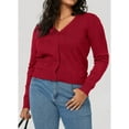 thumbnail image 2 of Women'S Soft Cropped Cardigan Casual Shawl Sweater Top Red XL, 2 of 4
