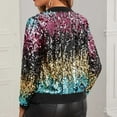 thumbnail image 4 of YOIAVAIOY Mardi Gras Sequin Jacket for Women Long Sleeve Zip Up Sparkly Jacket Party Night Clubwear Holiday Outfits Multicolor XL, 4 of 9
