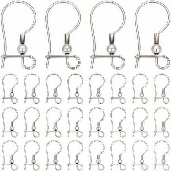 1 Box 100Pcs Silver Ear Wire Hooks Kidney Earring Hooks Lever Back Fish Earwires Findings Teardrop Stainless Steel Long Ear Wires Connector for DIY handcrafting