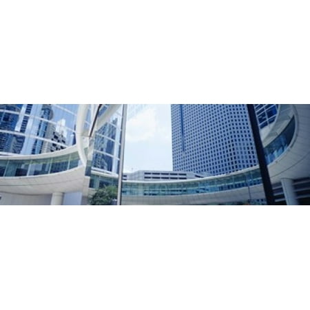 Low angle view of skyscrapers Enron Center Houston Texas USA Canvas Art - Panoramic Images (36 x 12)