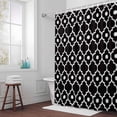 thumbnail image 5 of Retro Moroccan Design Fabric Shower Curtain Black Geometric Pattern Washable Shower Curtains for Bathroom, Waterproof Bath Curtain with Hooks Home Decor 72x84in, 5 of 8