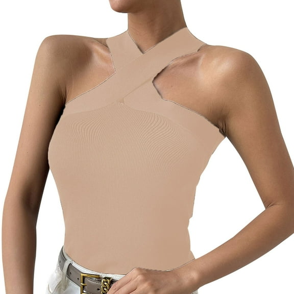 DuoJiaJ Women's simple knitted suspender top vest Women’s Cami Tanks