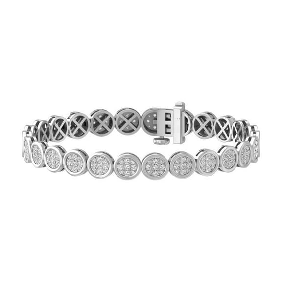 ARAIYA FINE JEWELRY Sterling Silver Round Cluster Diamond Bracelet (2 cttw, I2-I3 Clarity, I-J Color) 7"