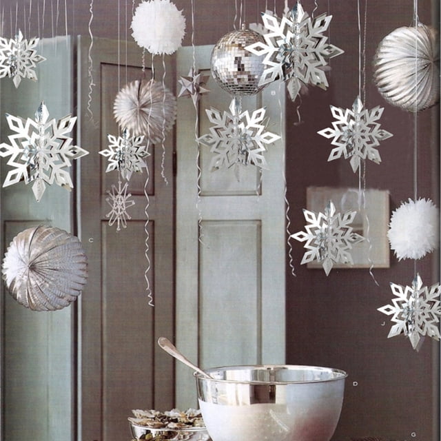 Copos De Nieve Colgantes De Navidad De Invierno, Copos De Nieve Holográficos 3D Para Navidad, Fiesta De Año Nuevo, Decoración Del Hogar 18 Uds. Moyic HA038135-00