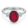thumbnail image 3 of Gem Stone King 3.36 Ct Oval Red Mystic Quartz White Topaz 925 Sterling Silver Ring, 3 of 6