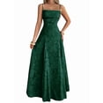 thumbnail image 2 of Women'S Maxi Dress Jacquard Formal Evening Gown Elegant Wedding Guest Party Dress Dark Green M, 2 of 7