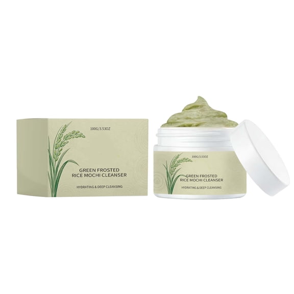 Green Rice Mochi Face Cleanser,Oil Control and Pore Care Face Scrubber,Moisturizing Removing All-Natural for Face Home Skincare