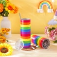 thumbnail image 4 of zilaii 2 Pcs Rainbow Pride Tumbler Gay Pride Lesbian LGBT Gift 20oz Insulated Rainbow Striped Coffee Cup with Lid Straw Brush for Women Men LGBT Awareness Month Gifts, 4 of 6