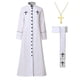 thumbnail image 2 of Disfraz de sacerdote para hombre, túnica de pastor, sotana romana con cinturón de cuello alto y collar con cruz, traje de uniforme para fiesta de carnaval de Halloween, 2 of 4
