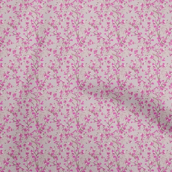 oneOone Polyester Spandex Dusty Pink Fabric Florals Quilting Supplies Print Sewing Fabric By The Yard 56 Inch Wide