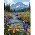 thumbnail image 1 of Qisvanset Framed Canvas Wall Art 12x16 Inch Snowy Peak Mountain Lake Wildflower Scenic Art, 1 of 5