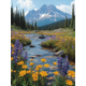 thumbnail image 1 of Qisvanset Framed Canvas Wall Art 12x16 Inch Snowy Peak Mountain Lake Wildflower Scenic Art, 1 of 5