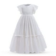 thumbnail image 4 of ZHUASHUM flower girl Dress Lace Cotton Long Dresses Baby Kids Holiday Formal Flower Wedding Birthday Party Children Clothing easter clothes White,Size:3-4 Years, 4 of 6