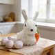 thumbnail image 5 of Adornos de Pascua, figuras de conejo de Pascua, estatuas de paja para decoración de jardín y hogar, adorno de mesa de primavera con zanahoria, artesanía natural para celebraciones festivas, adorno de, 5 of 6