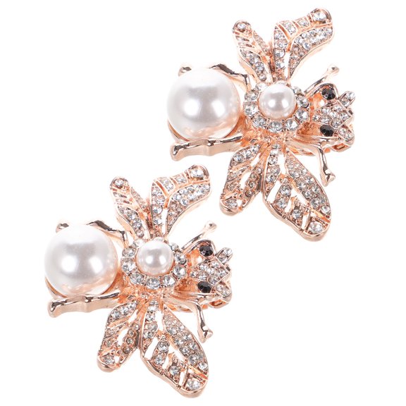 IMIKEYA Bling Golden Rhinestone Shoe Clips, Elegant Bee Design for Pumps, Flats, Boots