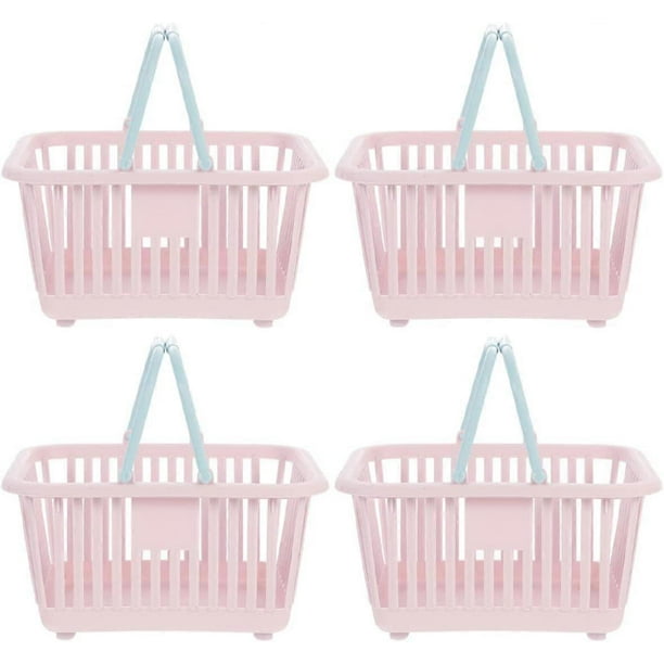 Pretend with Bag Sundries Supplies Kids Portable for Shower Toiletry Bathroom , Containers Dorm Home Bin Pantry Mini Pink Girl Handles Basket Toddlers