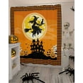 thumbnail image 4 of Shower Curtains for Bathroom-72"x84",Halloween Moon Witch Broom Haunted Castle Waterproof Bath Curtain Grommet Shower Curtain Set with Hooks,Horror Pumpkin Orange Plaid Washable Bath Accessories, 4 of 9
