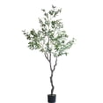 thumbnail image 1 of HA-EMORE Artificial Olive Tree, Tall Artificial Tree Indoor Outdoor, 5Ft-7Ft Faux Olive Tree, Potted Silk Plants for Modern Home Office Living Room Porch Decor, 1 of 7