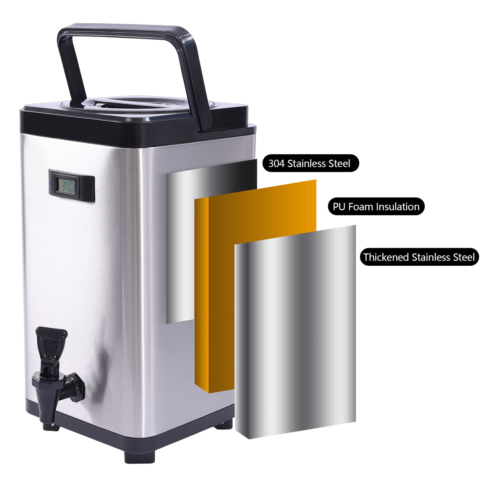 Vollum Stainless Steel Insulated Beverage Dispenser - Brown, 12L