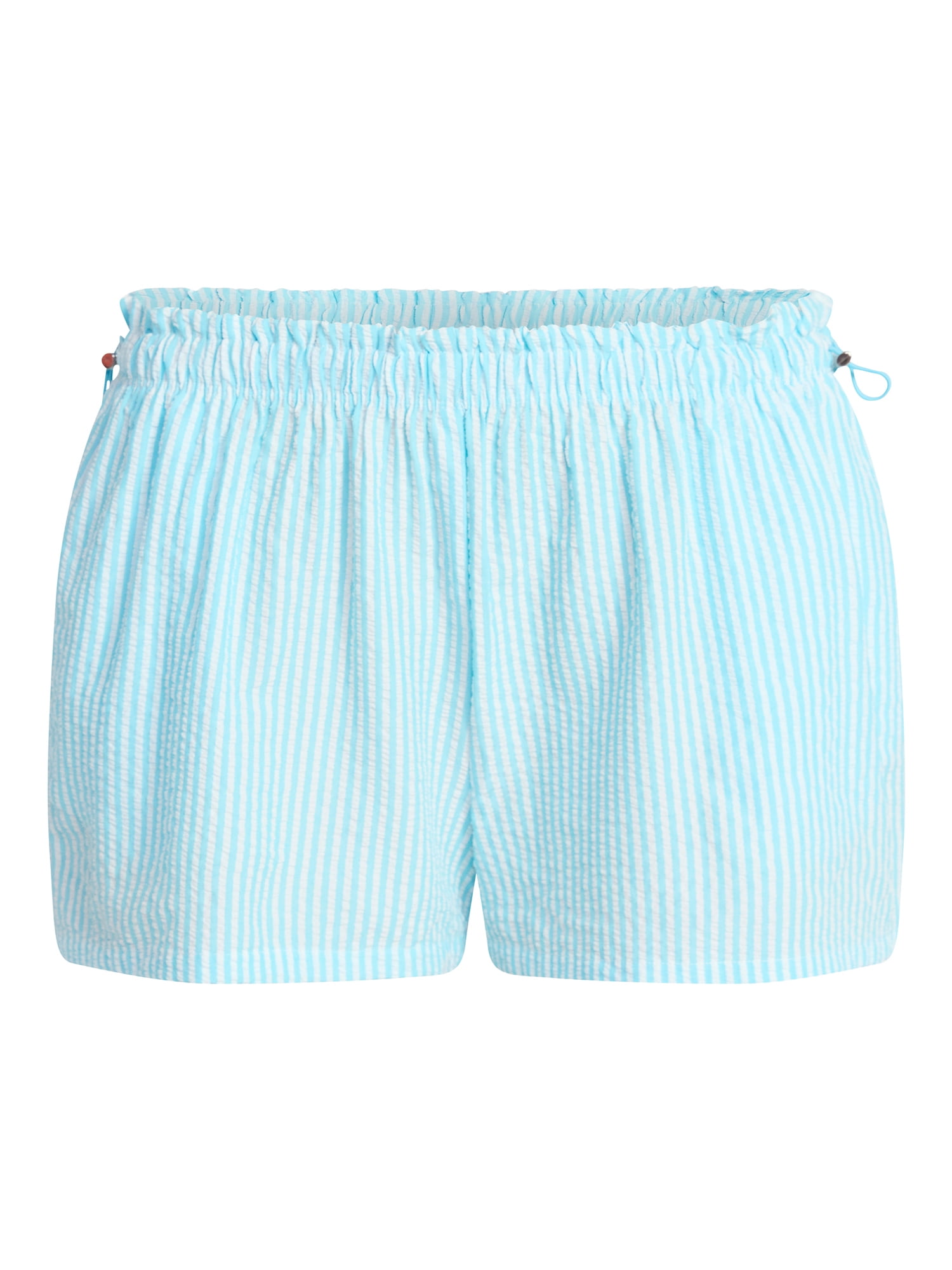 No Boundaries Striped Seersucker Bungee Shorts, 2" Inseam, Women's XXS-XXL