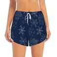 thumbnail image 2 of Balery Snowflake Dark Blue Pantalones cortos deportivos para mujer con forro y dos bolsillos, elásticos, para entrenamiento, gimnasio, yoga-Large, 2 of 7