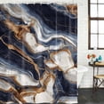 thumbnail image 2 of Blue Brown Bathroom Shower Curtains with 12 Hooks Polyester Waterproof Shower Curtain for Stalls and Bathtubs Modern Abstract Art Decorative Bathroom Privacy Curtain 72x78 Inches, 2 of 8