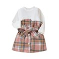 thumbnail image 1 of Vestido tipo túnica de manga larga para niña pequeña con cinturón XBTCLXEBCO Rosa, 18-24 meses, 1 of 6