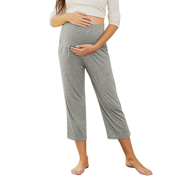 Pantalones de yoga premamá con cintura elástica - Color liso, bolsillos funcionales, lavables a mano/a máquina, ideales para el día a día/correr, tallas S-XXL