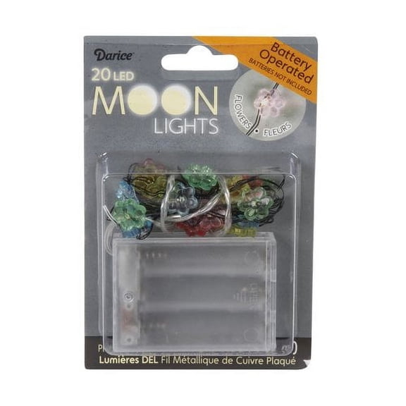 Pastel Flower Moon Lights - 20 LED Lights on Black Plated Wire