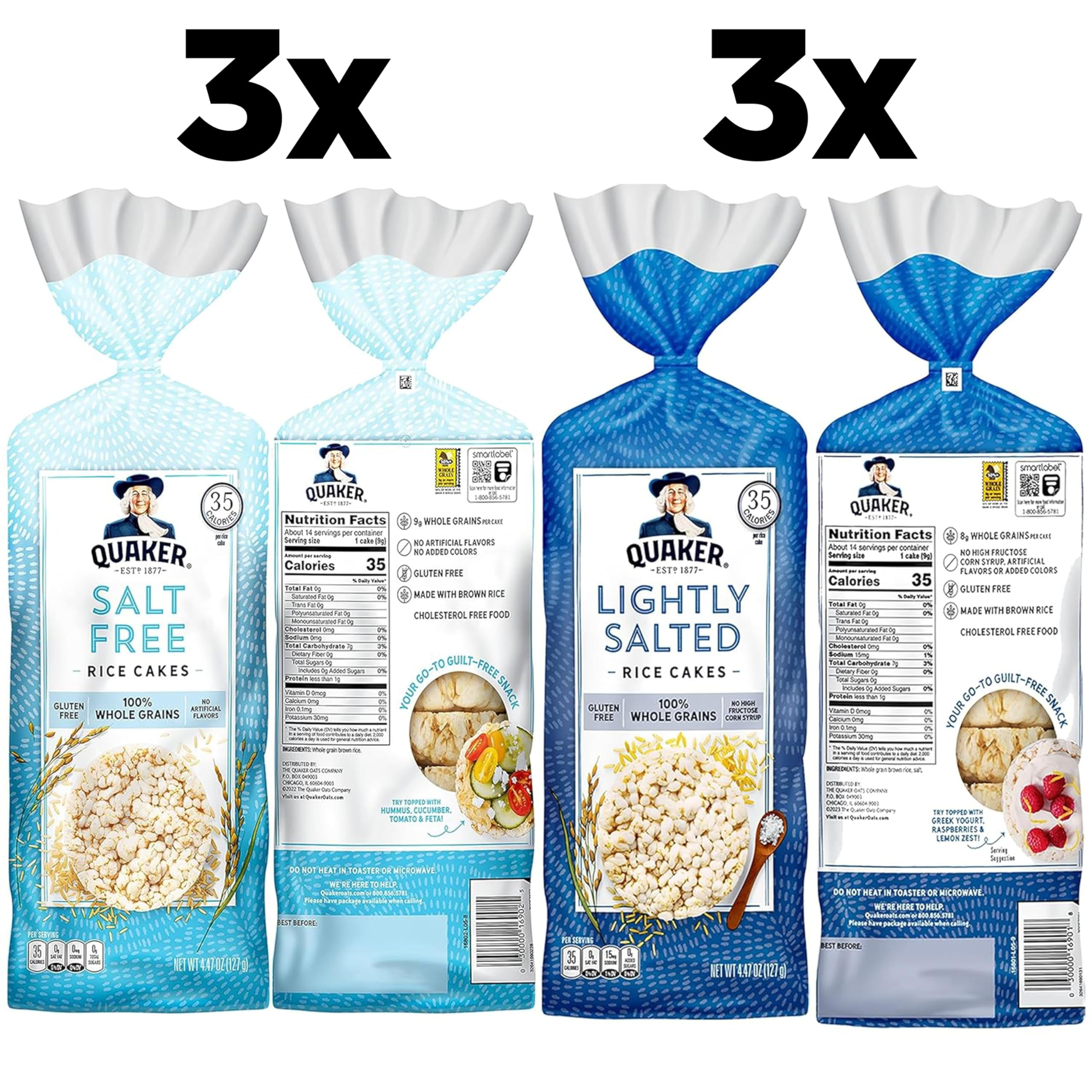Quaker Large Rice Cakes, ESF27 Gluten Free, Lightly Salted + Salt
