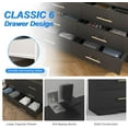 thumbnail image 5 of Miniyam 6-Drawer Dresser with Deep Drawers & Golden Handles for Adult Bedroom, Black, 5 of 7