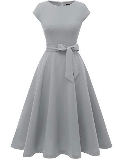 3/4 Sleeves Scoop Neck Women Prom Tea Dress Vintage Swing Cocktail Dress