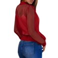 thumbnail image 3 of Women's Crop Mesh Sheer Bomber Jackets Lightweight Long Sleeve Zip Up Jacket Outwear, 3 of 5