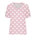 thumbnail image 4 of fartey Casual Shirts for Women Button Polka Dot Print Loose Fit Tshirts Summer V Neck Hollow out Short Sleeve Vacation Blouse, 4 of 5