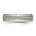 thumbnail image 3 of Stainless Steel w/Sterling Silver Braid Inlay Brushed/Polished 6mm Band, 3 of 6