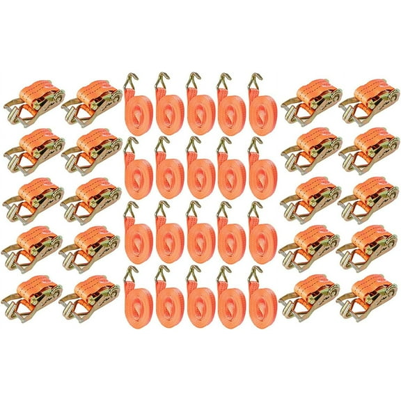 SEBLAFF 20 Set 1.5in X 20ft 4000 Lbs Orange Ratchet Straps with J Hook Heavy Duty