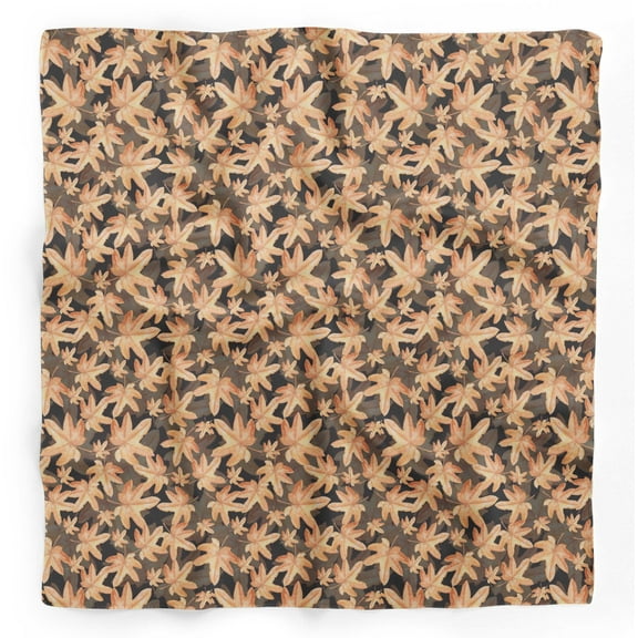 Bimba Black Autumn Leaves Printed Pure Silk Scarf Neck Wrap Summer Hair Bandanas For Women 40 x 40 Inches